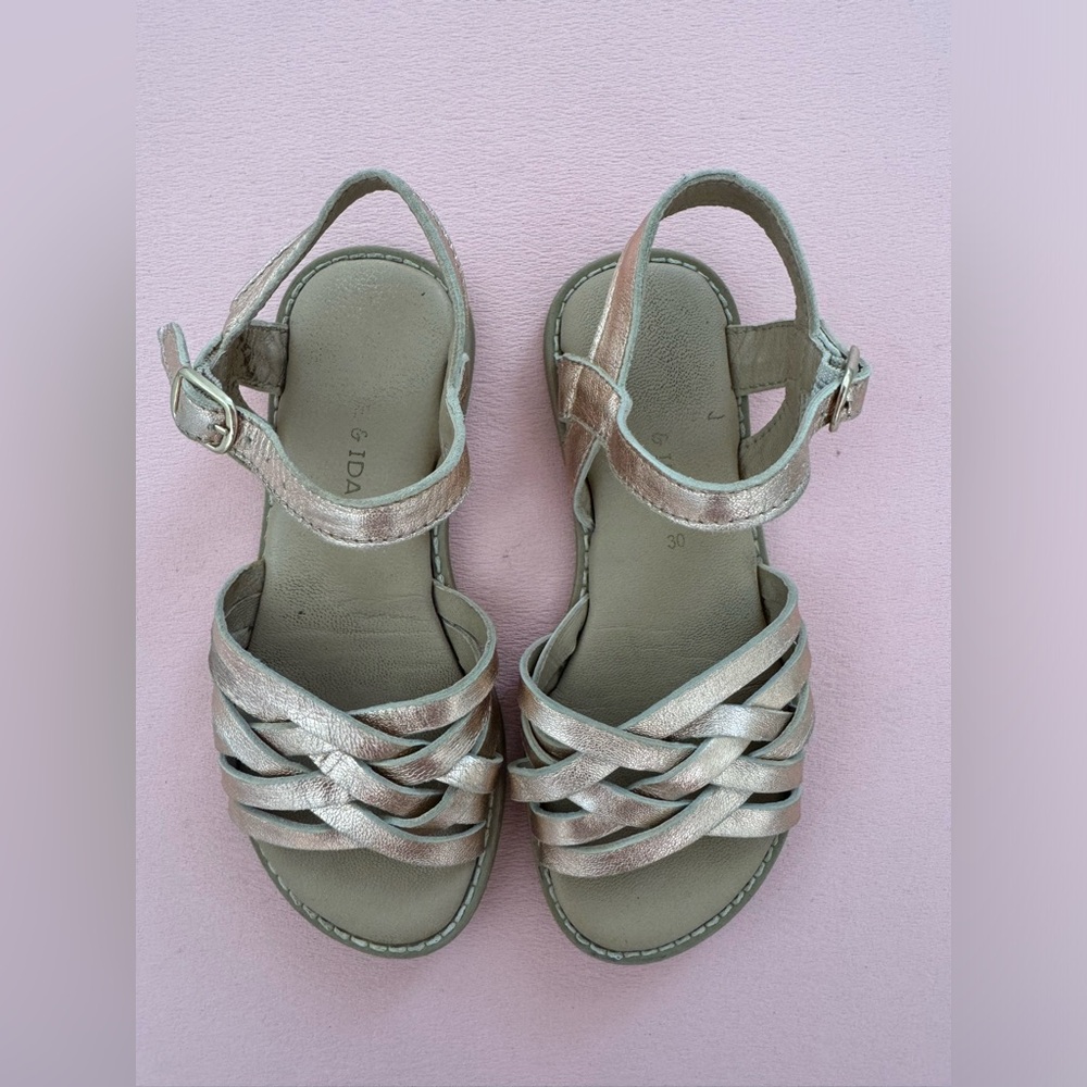 Girls Braided Leather Sandals by Emile et Ida x Smallable Exclusive in Gold